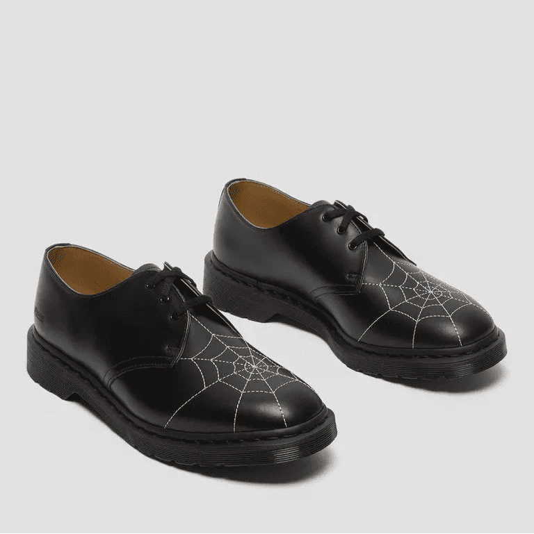 DM's X SUPREME 1461 Web Black Vintage Smooth Leather Shoes JP SUK 